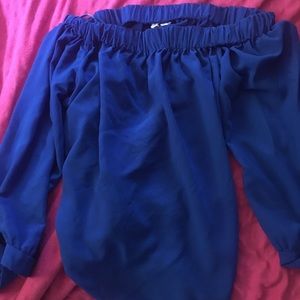 blue off the shoulder top